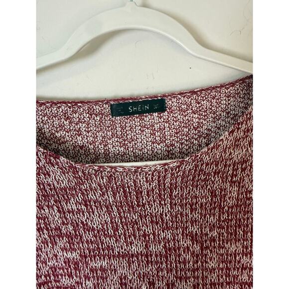 SHEIN Maroon White Star Knit Cropped Sweater Size L - Picture 3 of 7